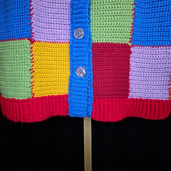 Amazing Hand Knit Colorblock Women's Cardigan Sweater - Picture 4 of 9